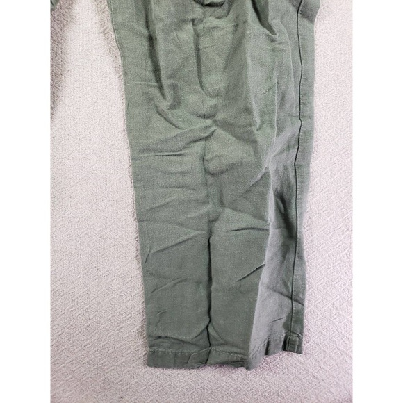 Cubavera Pants Womens 36 Green Straight Linen Mid Rise Slash Pockets Drawstring - Picture 3 of 9